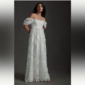 Willowby by Watters Lilia Puff-Sleeve Empire Wedding Gown.